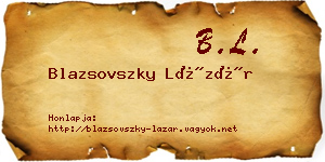 Blazsovszky Lázár névjegykártya